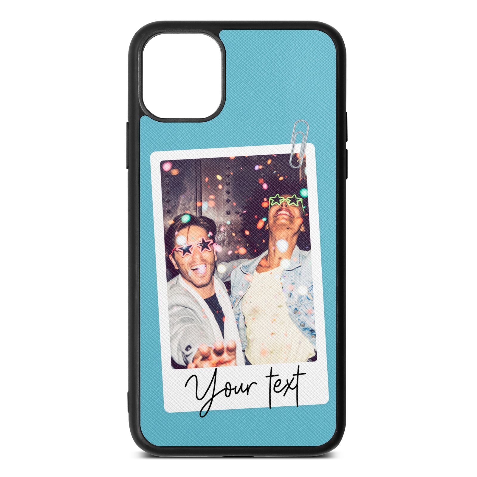 Personalised Photo with Text Sky Saffiano Leather iPhone 11 Pro Max Case