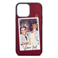 Personalised Photo with Text Wine Red Saffiano Leather iPhone 13 Pro Max Case