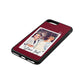 Personalised Photo with Text Wine Red Saffiano Leather iPhone 8 Plus Case Side Angle