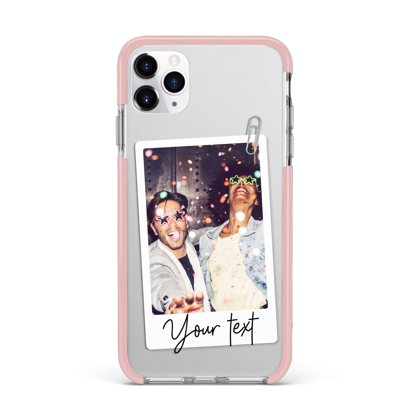 Personalised Photo with Text iPhone 11 Pro Max Impact Pink Edge Case