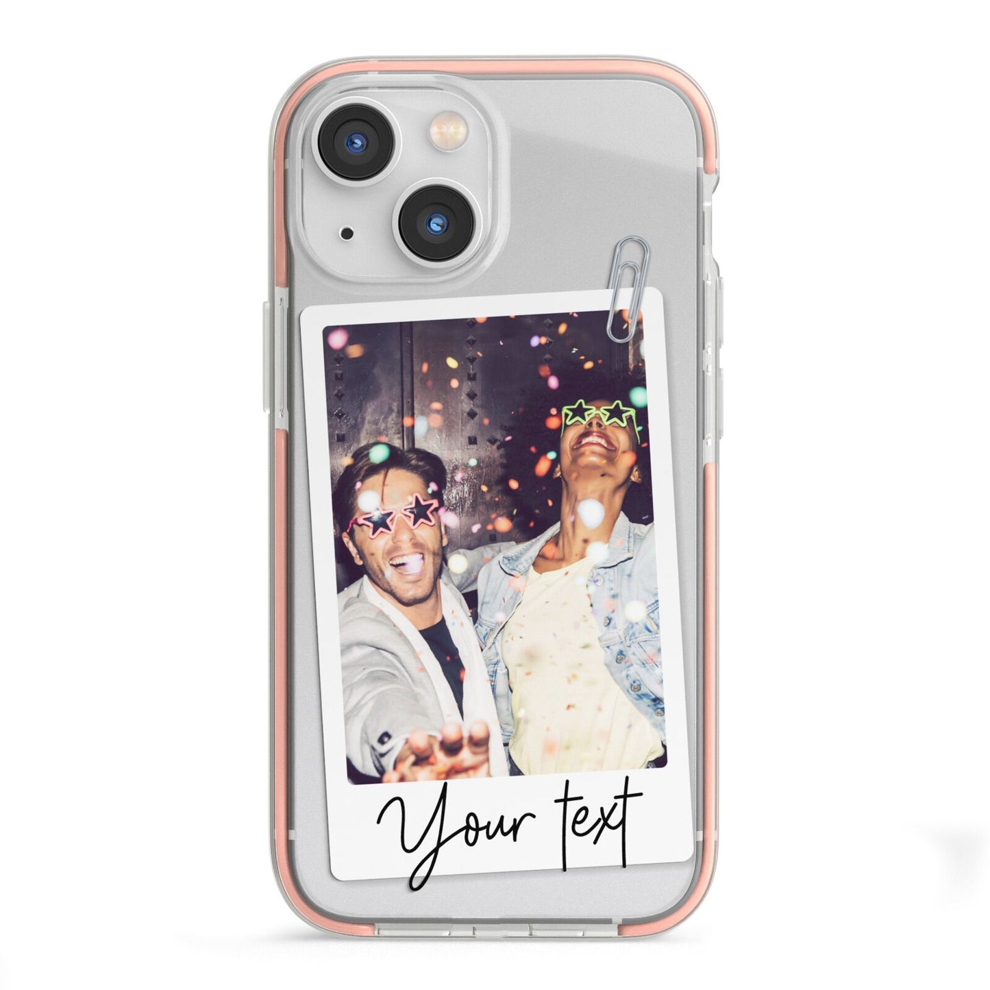 Personalised Photo with Text iPhone 13 Mini TPU Impact Case with Pink Edges
