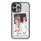 Personalised Photo with Text iPhone 13 Pro Max Black Impact Case on Silver phone