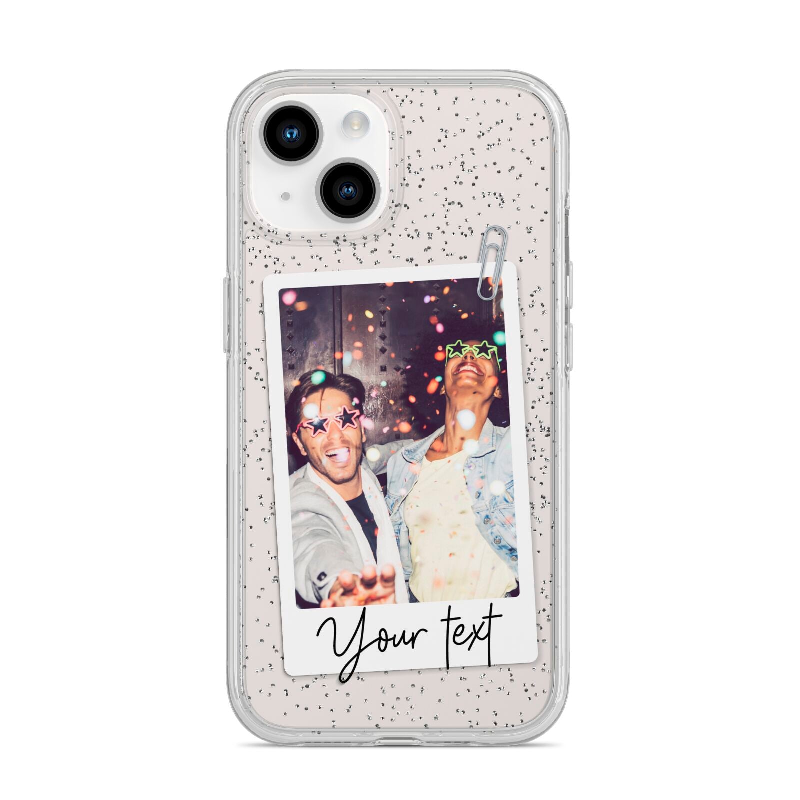 Personalised Photo with Text iPhone 14 Glitter Tough Case Starlight