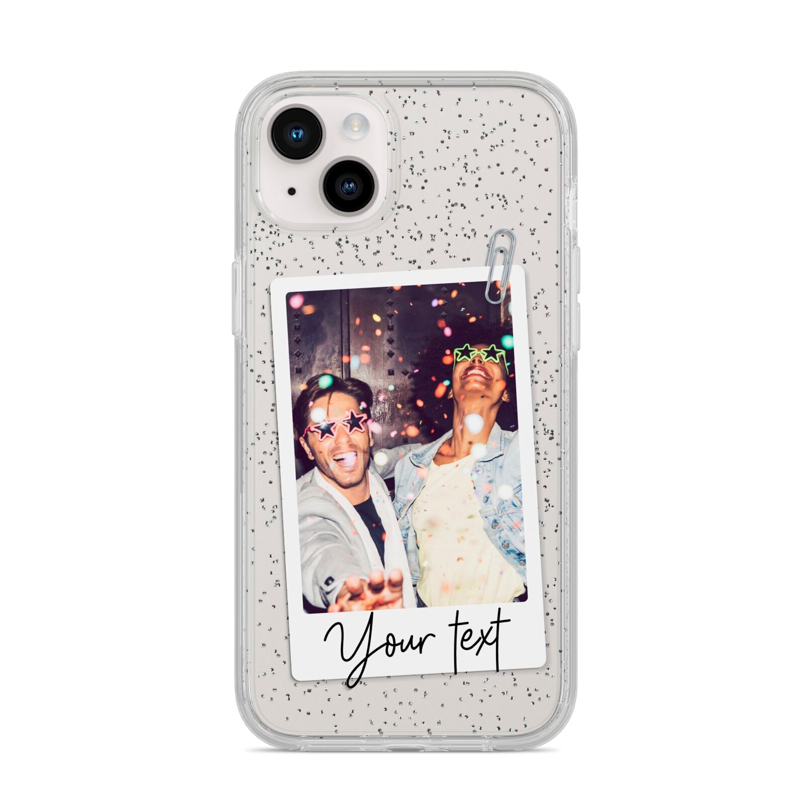 Personalised Photo with Text iPhone 14 Plus Glitter Tough Case Starlight