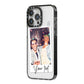 Personalised Photo with Text iPhone 14 Pro Max Black Impact Case Side Angle on Silver phone