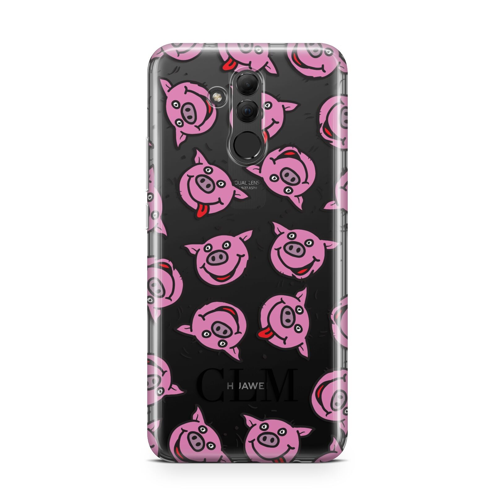 Personalised Pig Initials Clear Huawei Mate 20 Lite