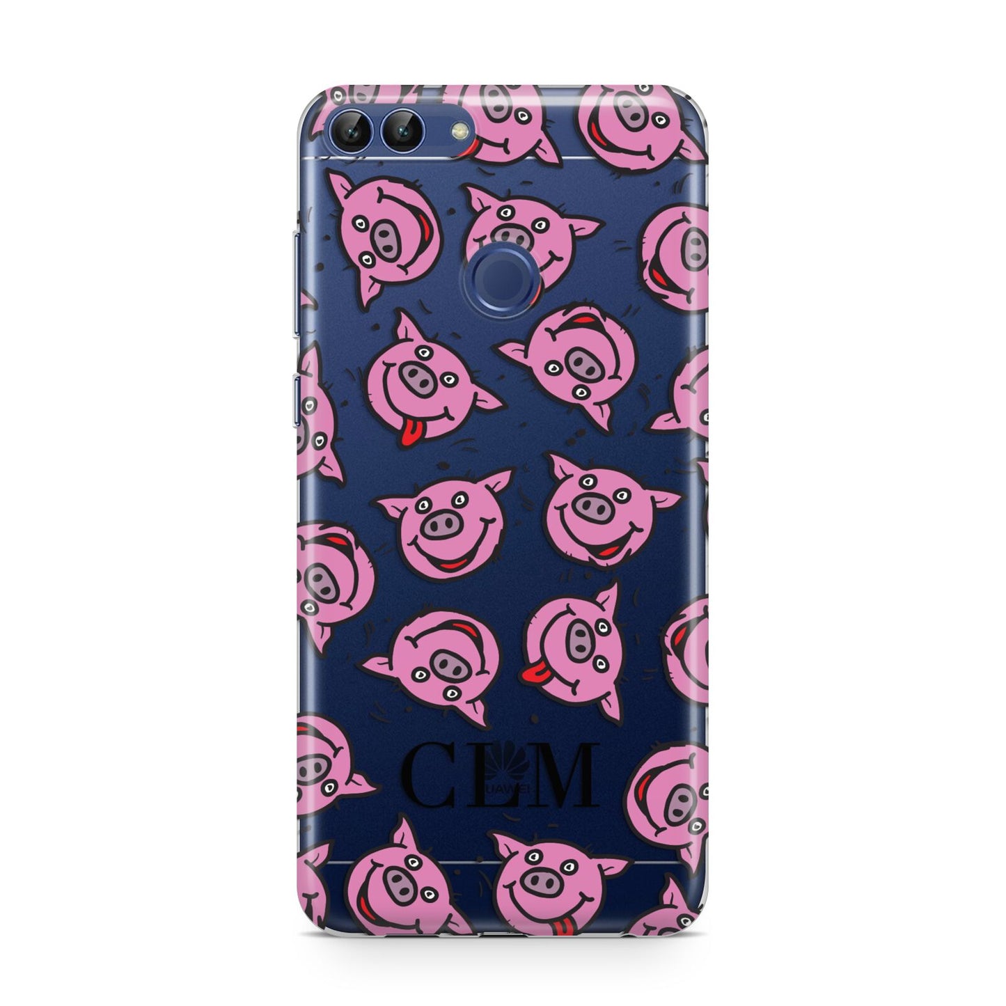 Personalised Pig Initials Clear Huawei P Smart Case