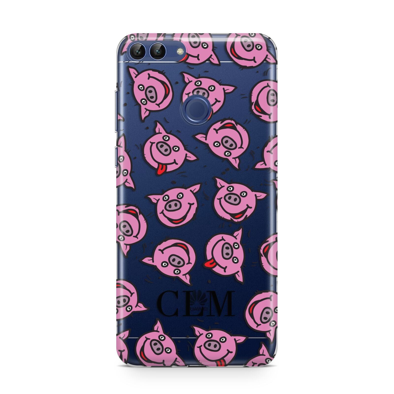 Personalised Pig Initials Clear Huawei P Smart Case