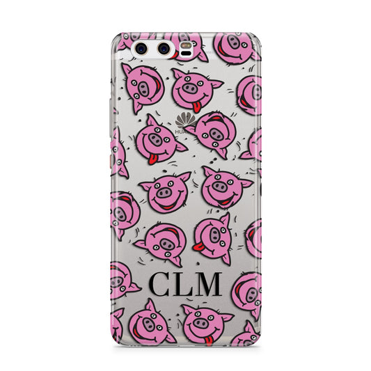 Personalised Pig Initials Clear Huawei P10 Phone Case