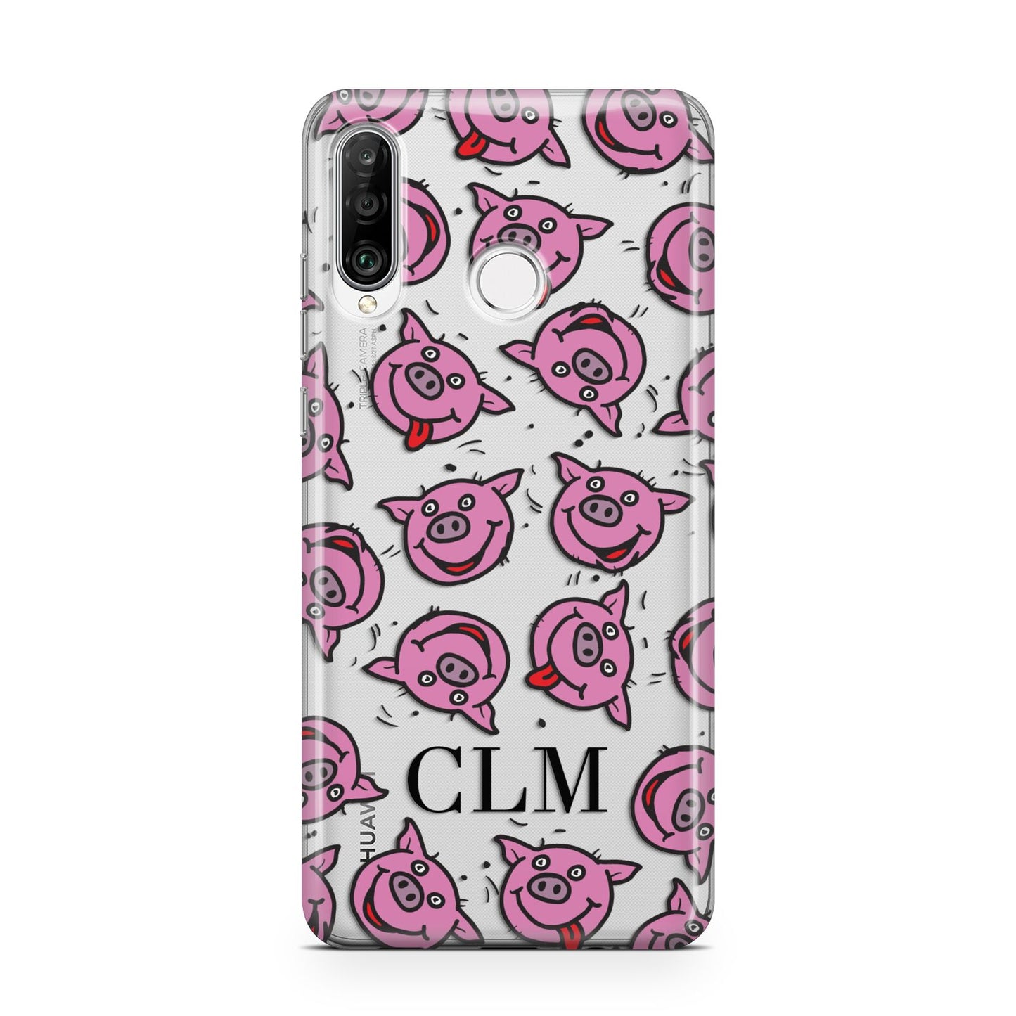 Personalised Pig Initials Clear Huawei P30 Lite Phone Case