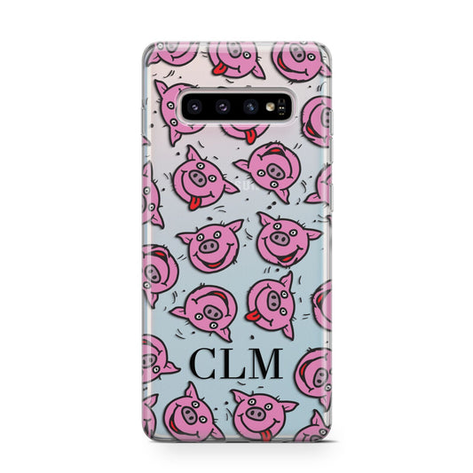Personalised Pig Initials Clear Protective Samsung Galaxy Case
