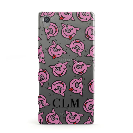 Personalised Pig Initials Clear Sony Xperia Case