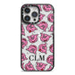 Personalised Pig Initials Clear iPhone 14 Pro Max Black Impact Case on Silver phone