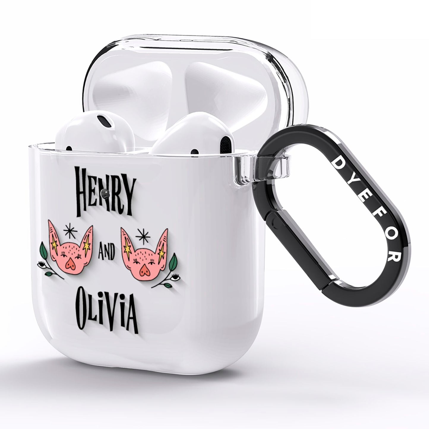 Personalised Piggies AirPods Clear Case Side Image