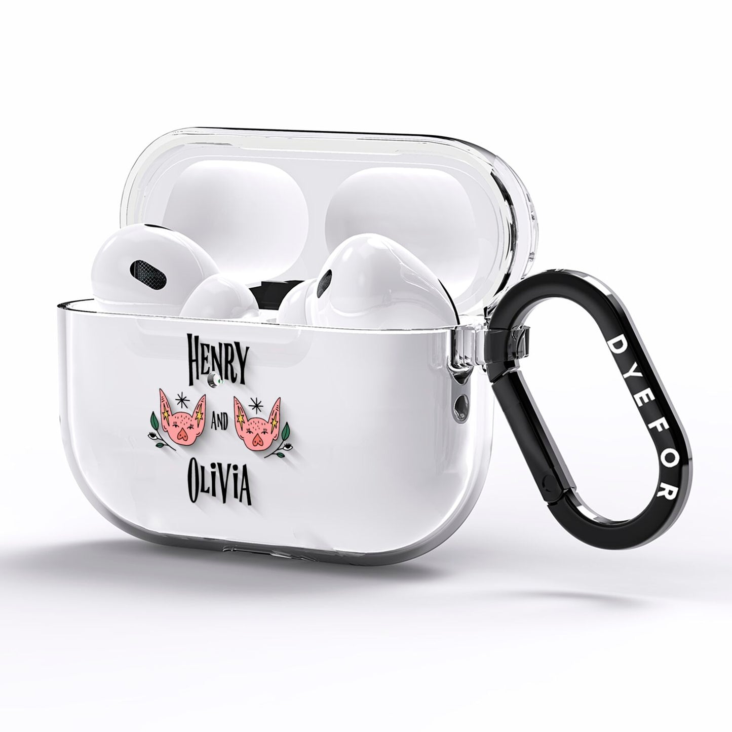 Personalised Piggies AirPods Pro Clear Case Side Image
