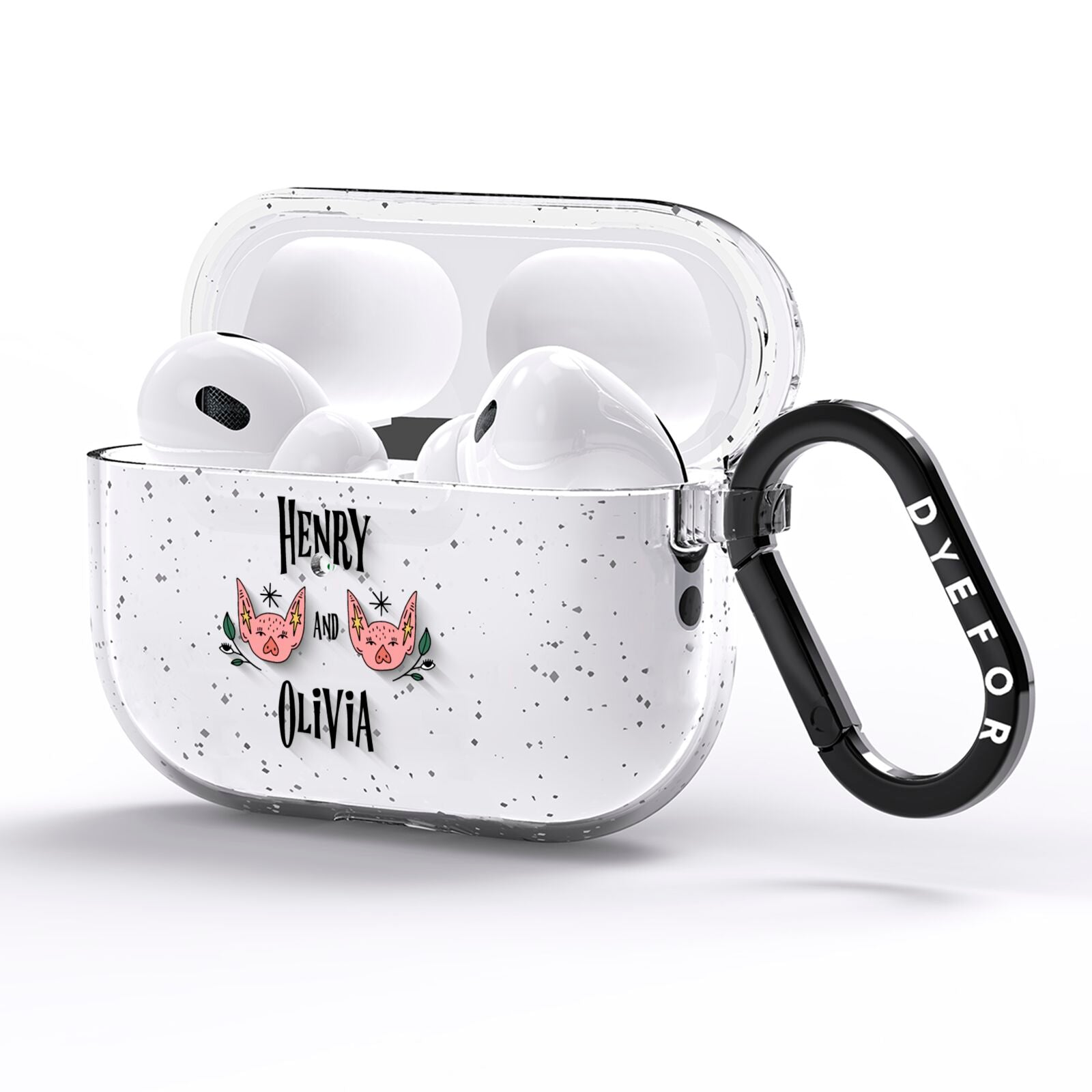 Personalised Piggies AirPods Pro Glitter Case Side Image