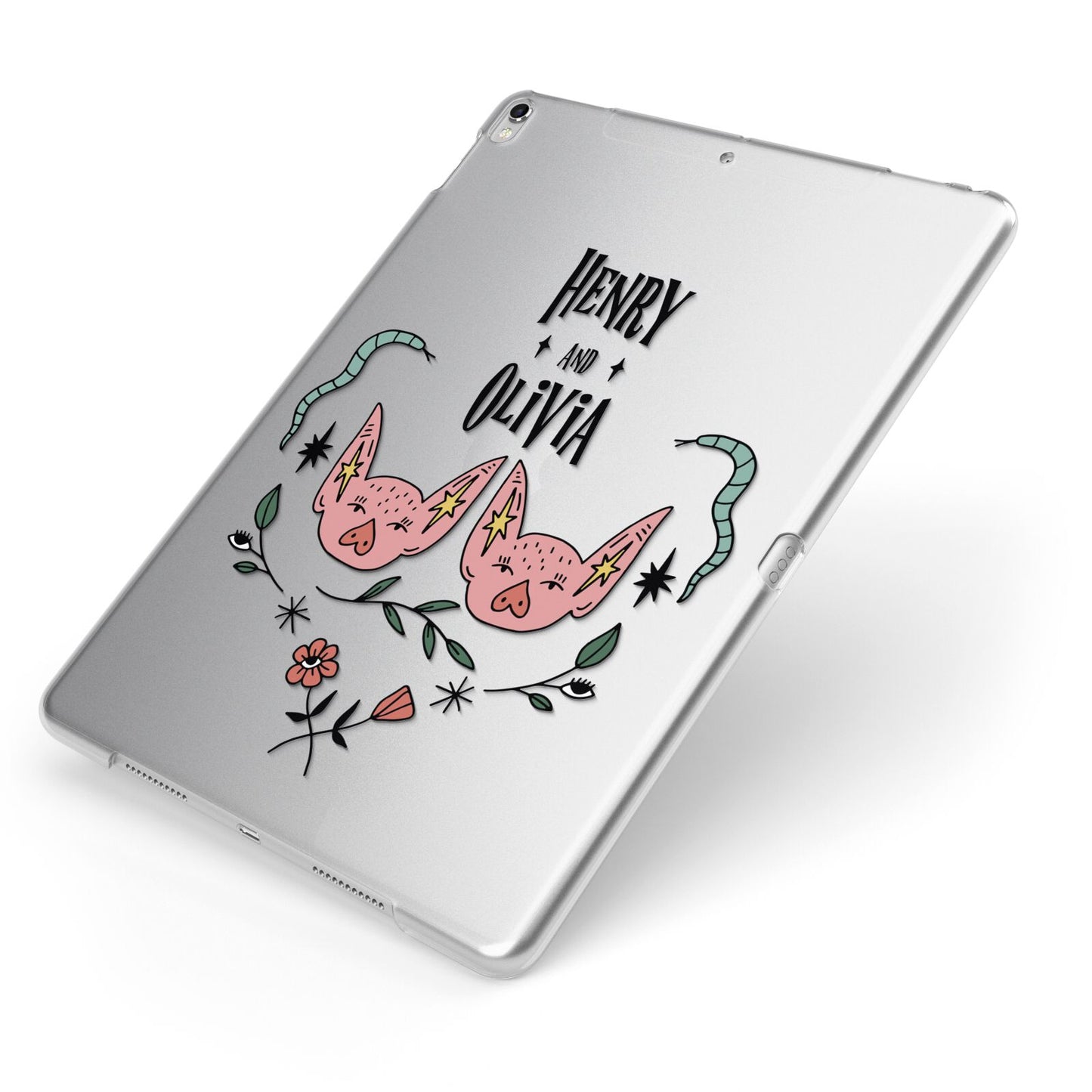 Personalised Piggies Apple iPad Case on Silver iPad Side View