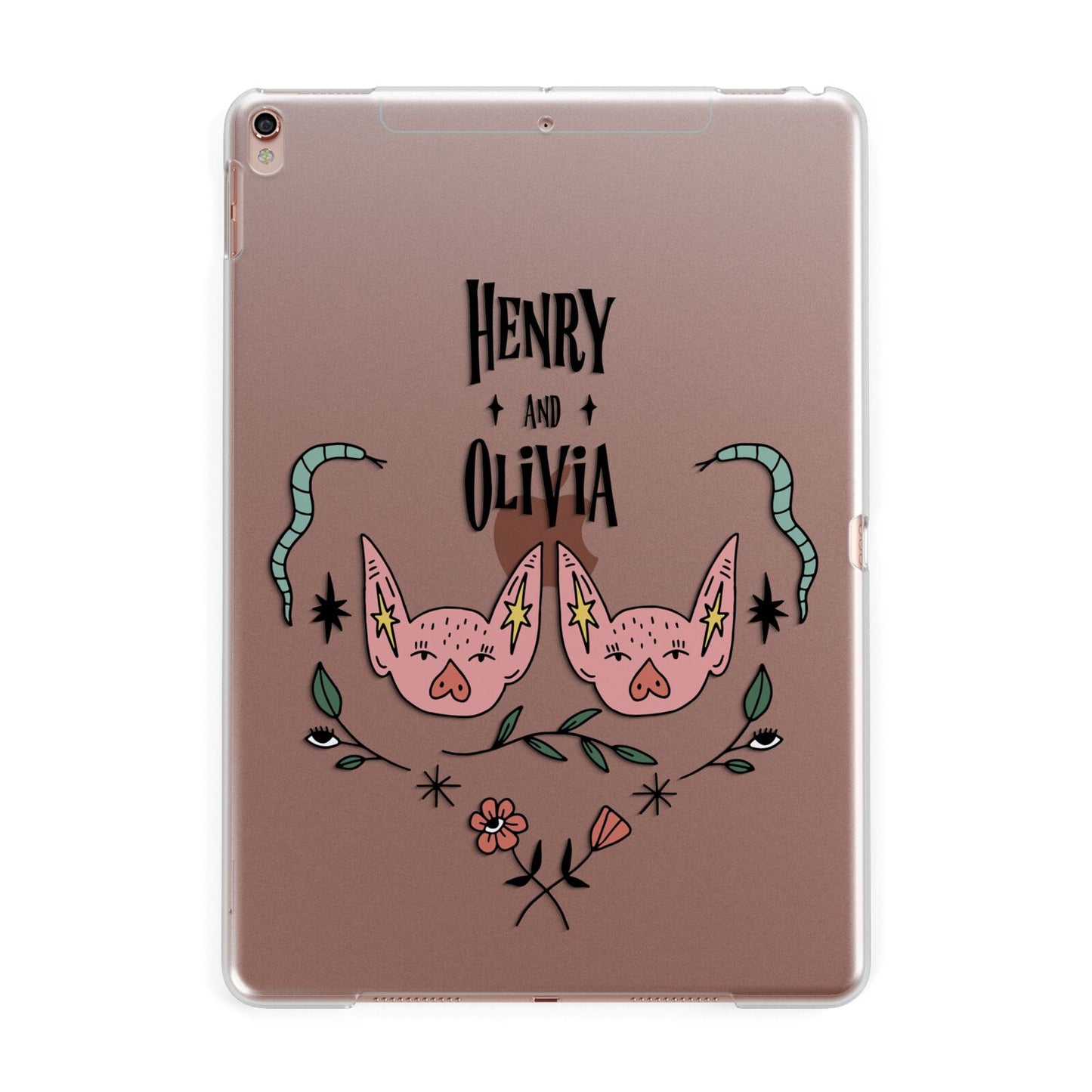 Personalised Piggies Apple iPad Rose Gold Case