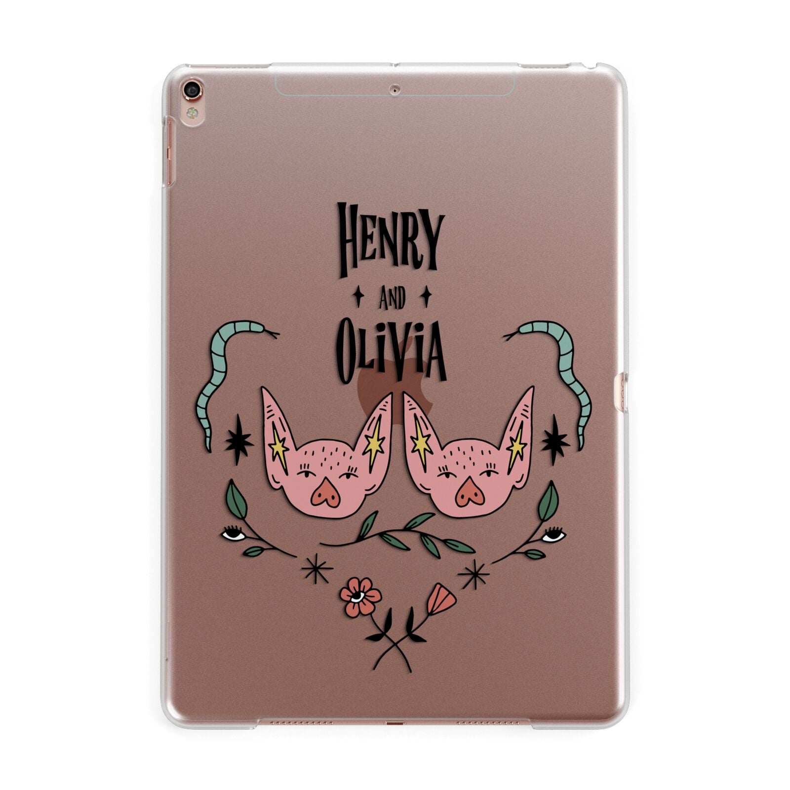 Personalised Piggies Apple iPad Rose Gold Case