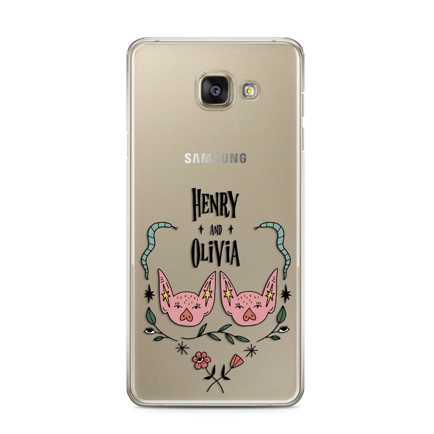 Personalised Piggies Samsung Galaxy A3 2016 Case on gold phone