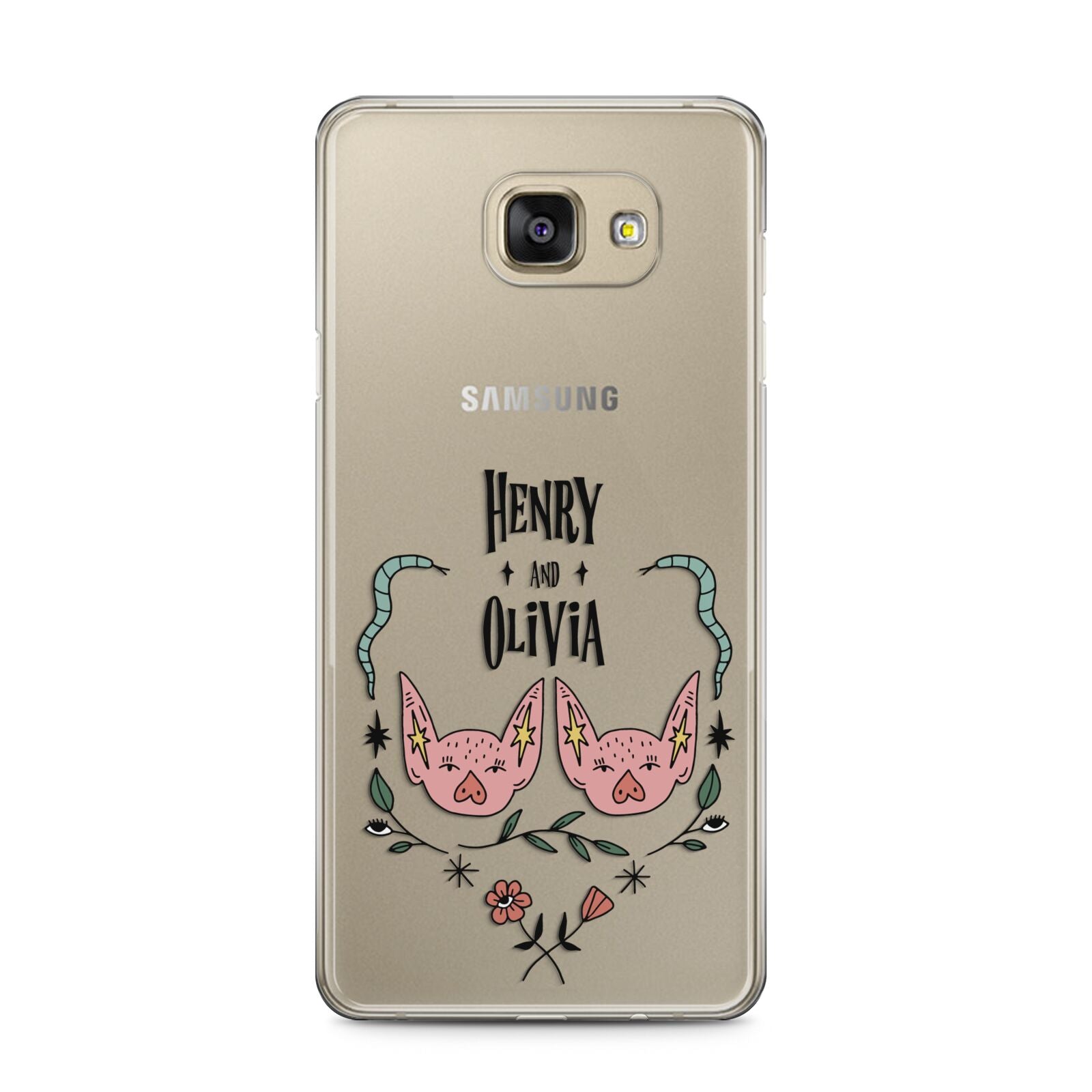 Personalised Piggies Samsung Galaxy A5 2016 Case on gold phone