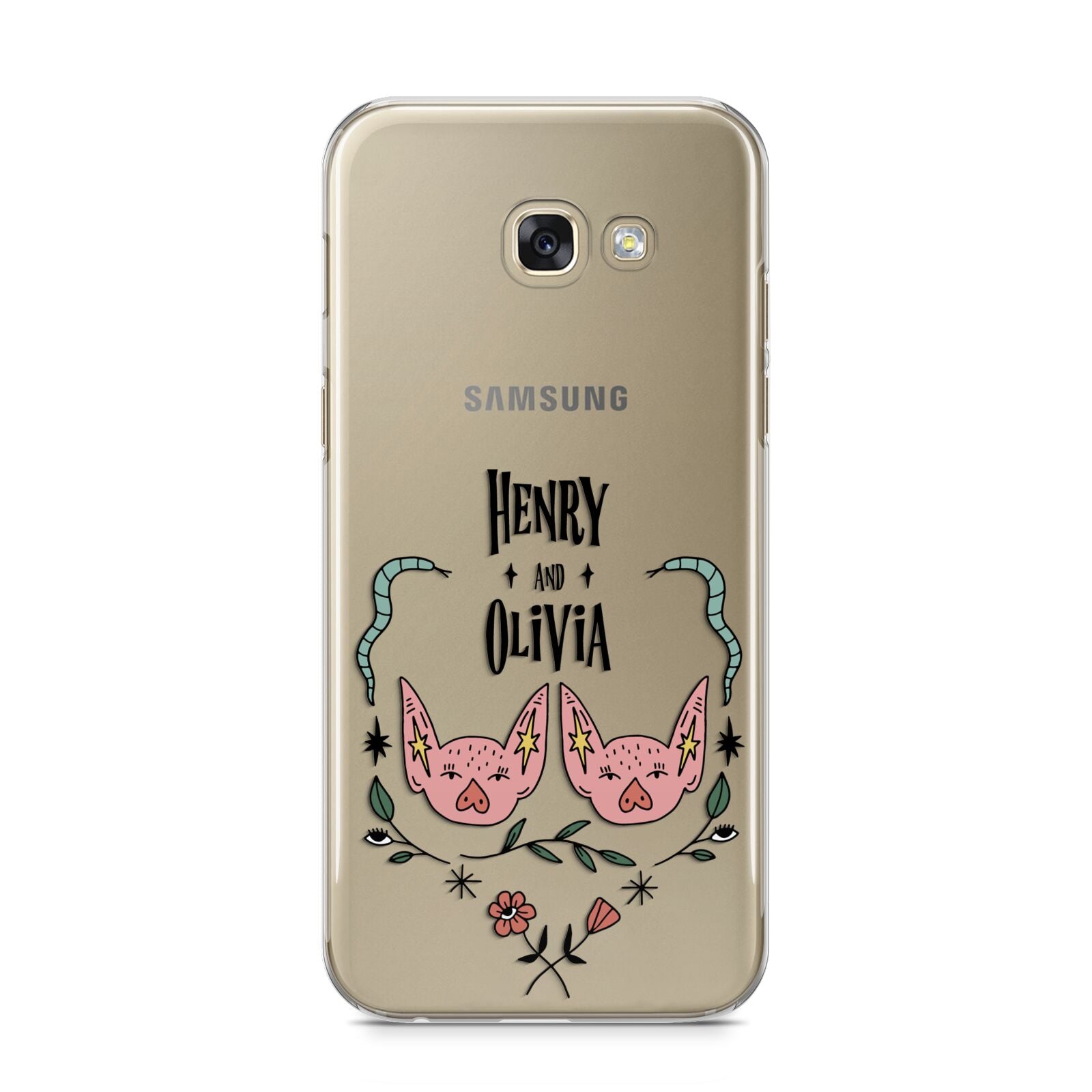 Personalised Piggies Samsung Galaxy A5 2017 Case on gold phone