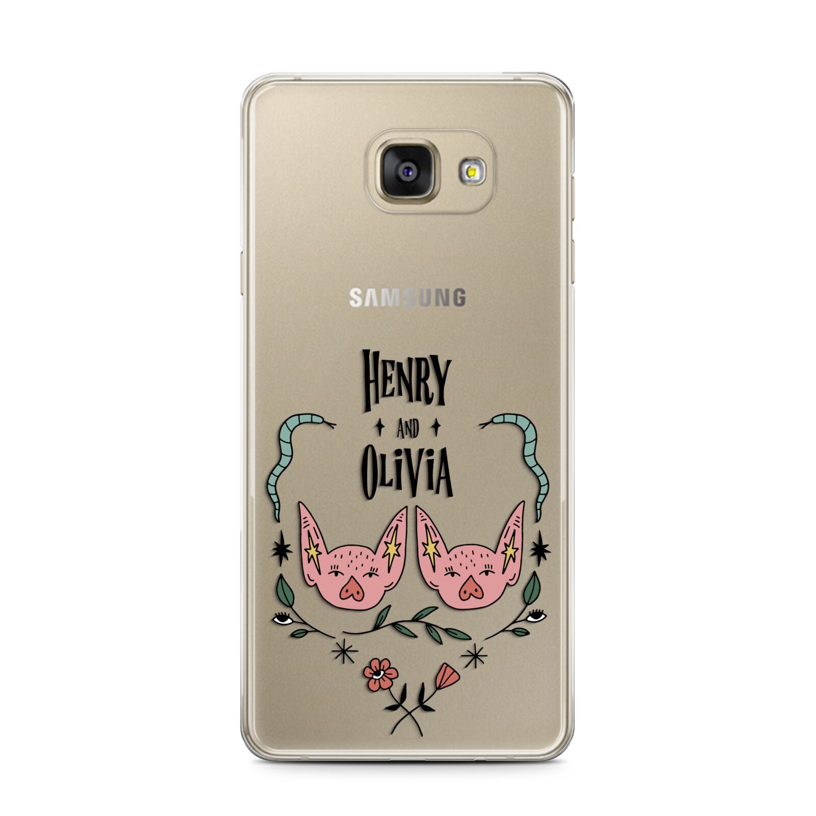 Personalised Piggies Samsung Galaxy A7 2016 Case on gold phone