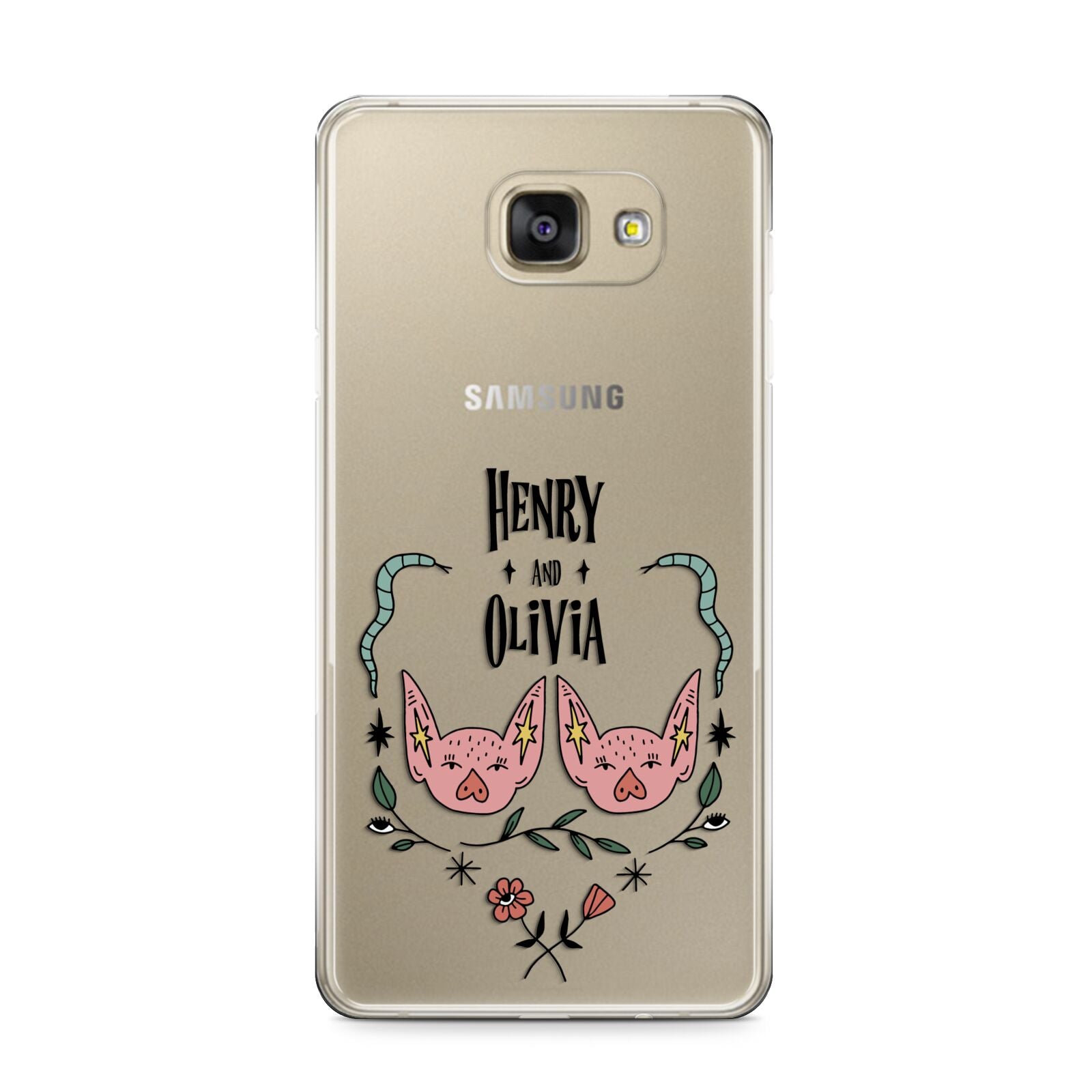 Personalised Piggies Samsung Galaxy A9 2016 Case on gold phone