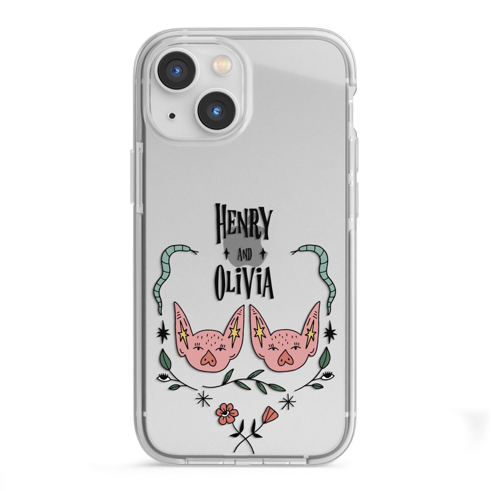 Personalised Piggies iPhone 13 Mini TPU Impact Case with White Edges