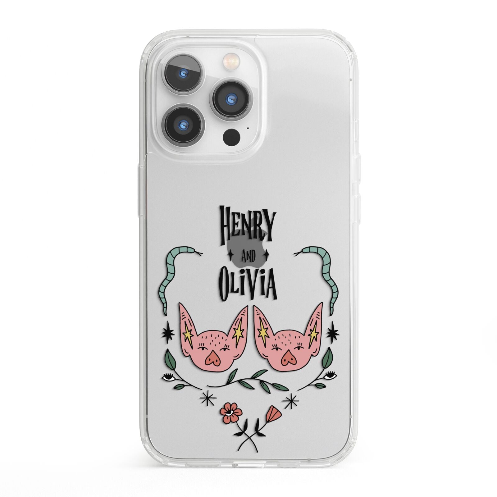 Personalised Piggies iPhone 13 Pro Clear Bumper Case