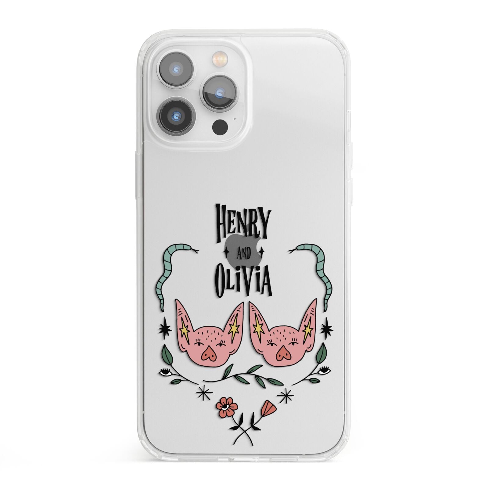 Personalised Piggies iPhone 13 Pro Max Clear Bumper Case