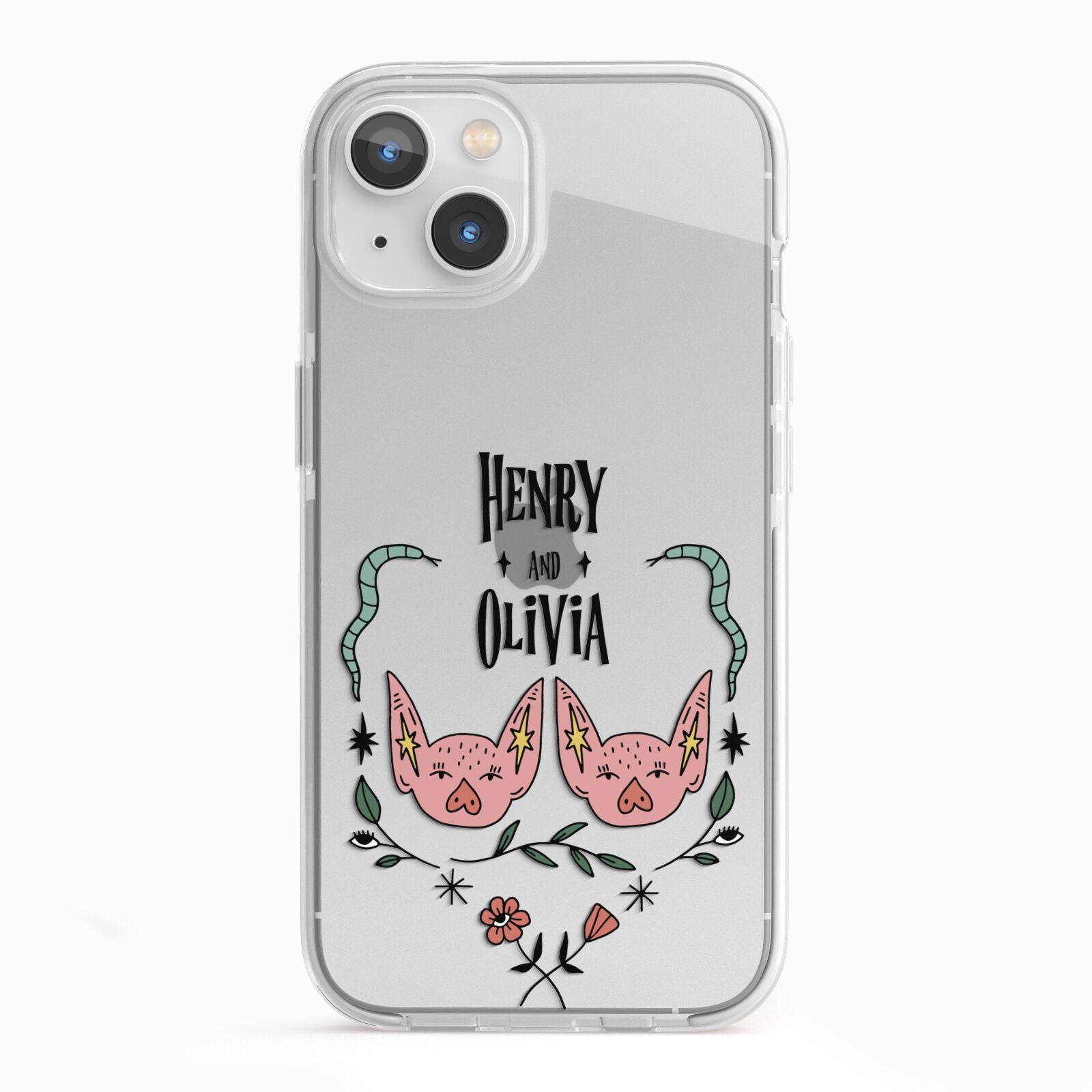 Personalised Piggies iPhone 13 TPU Impact Case with White Edges