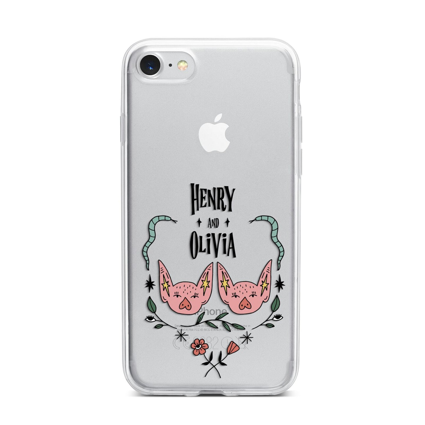 Personalised Piggies iPhone 7 Bumper Case on Silver iPhone