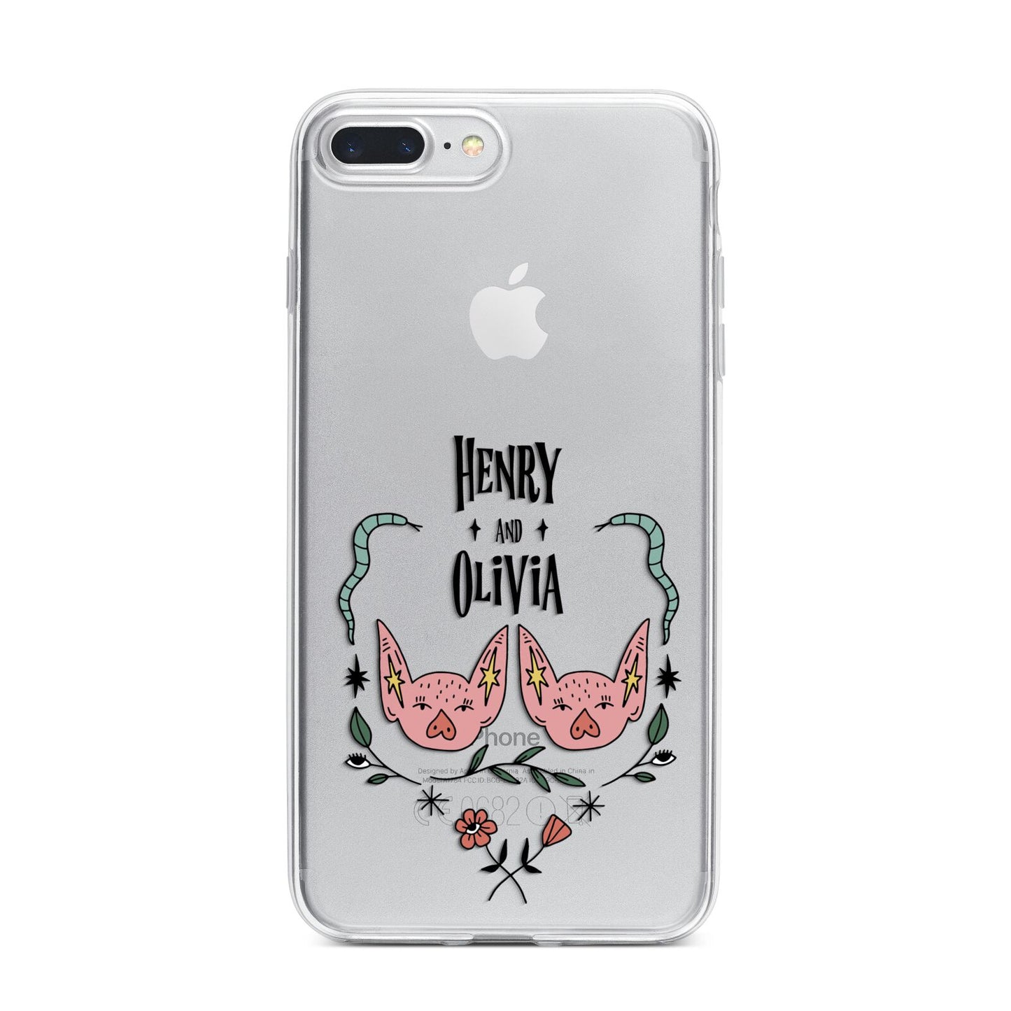 Personalised Piggies iPhone 7 Plus Bumper Case on Silver iPhone