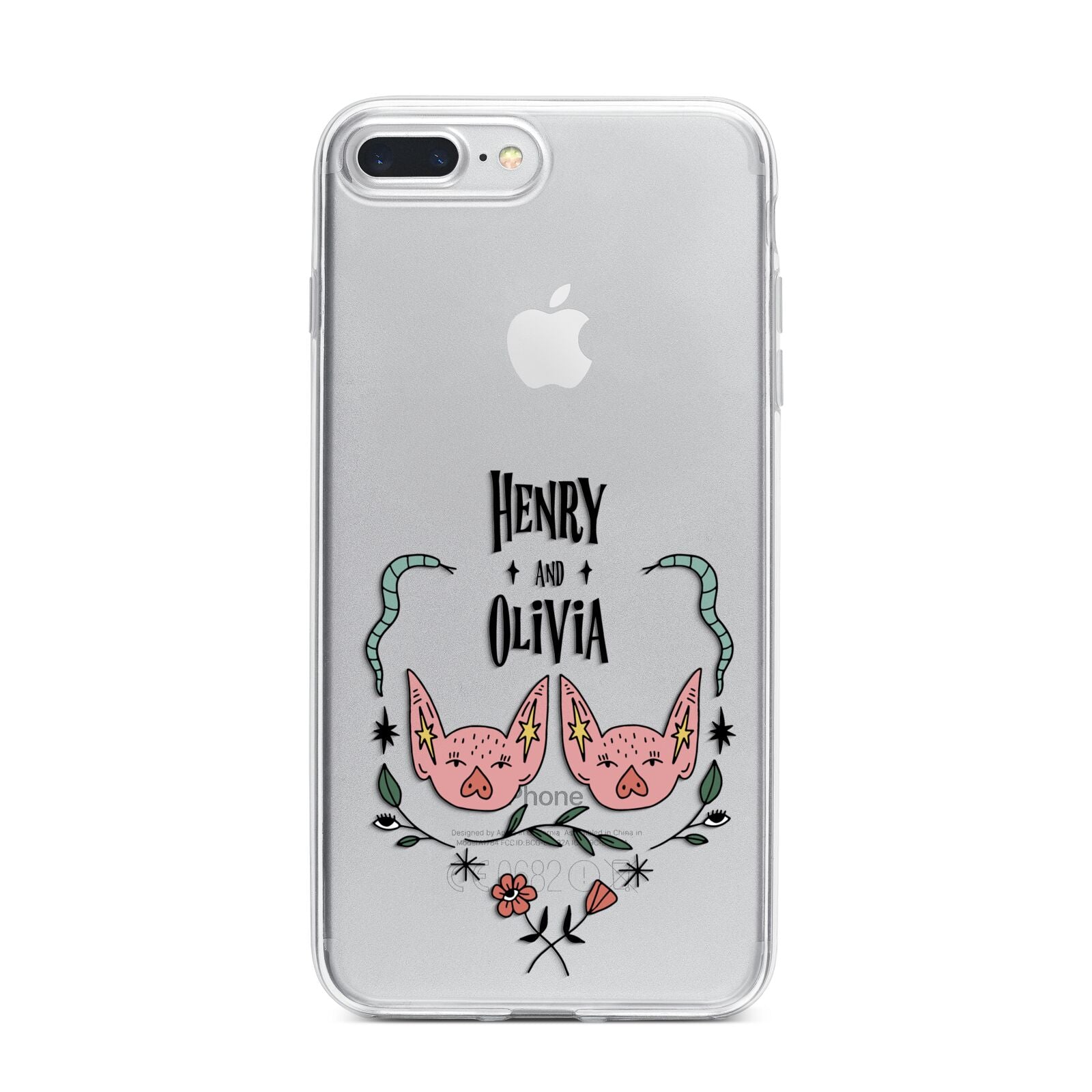 Personalised Piggies iPhone 7 Plus Bumper Case on Silver iPhone