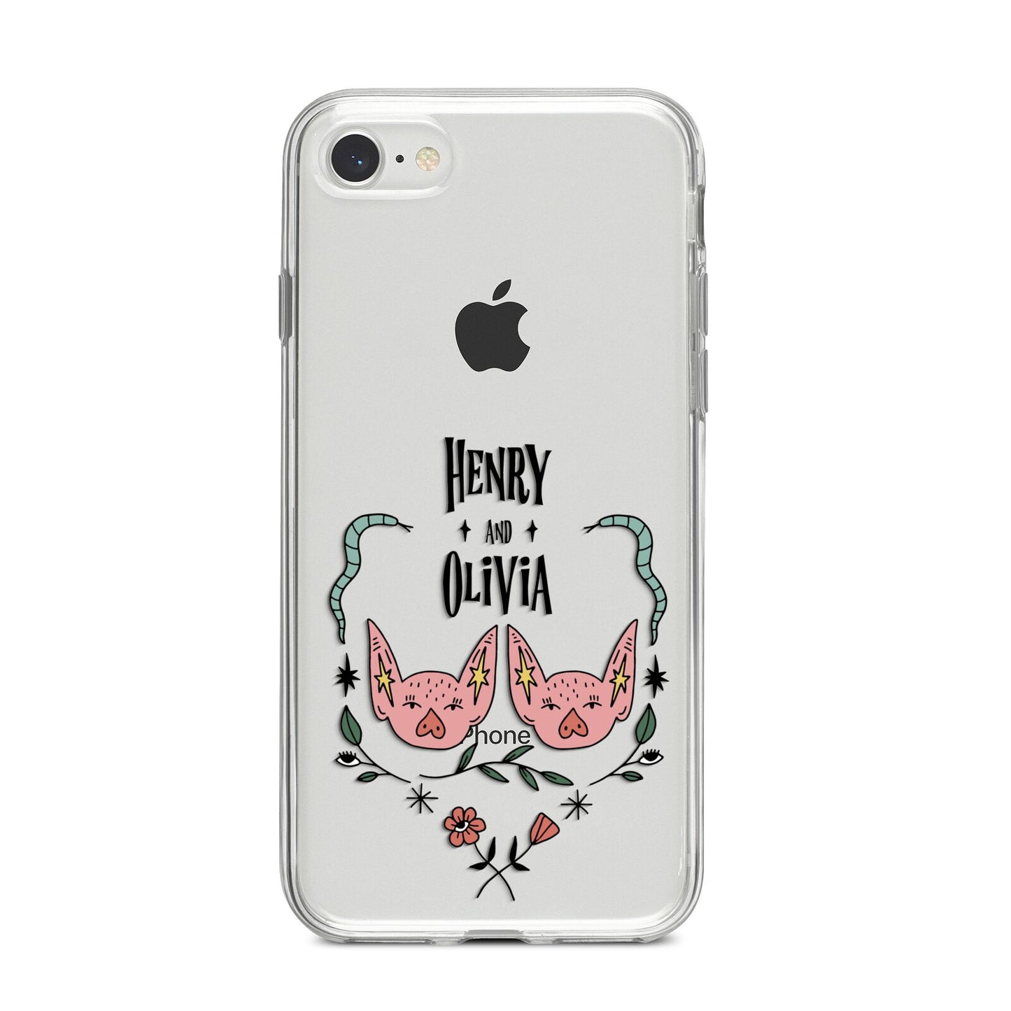 Personalised Piggies iPhone 8 Bumper Case on Silver iPhone