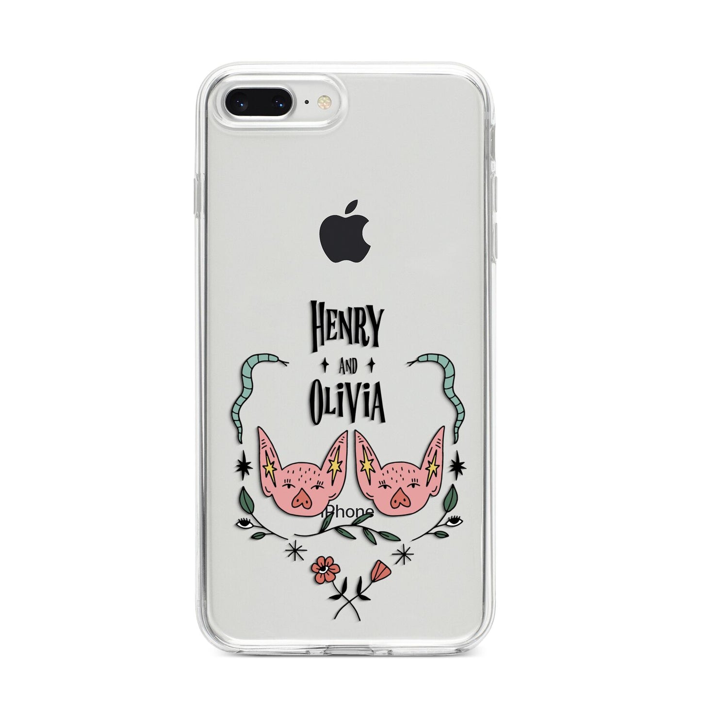 Personalised Piggies iPhone 8 Plus Bumper Case on Silver iPhone