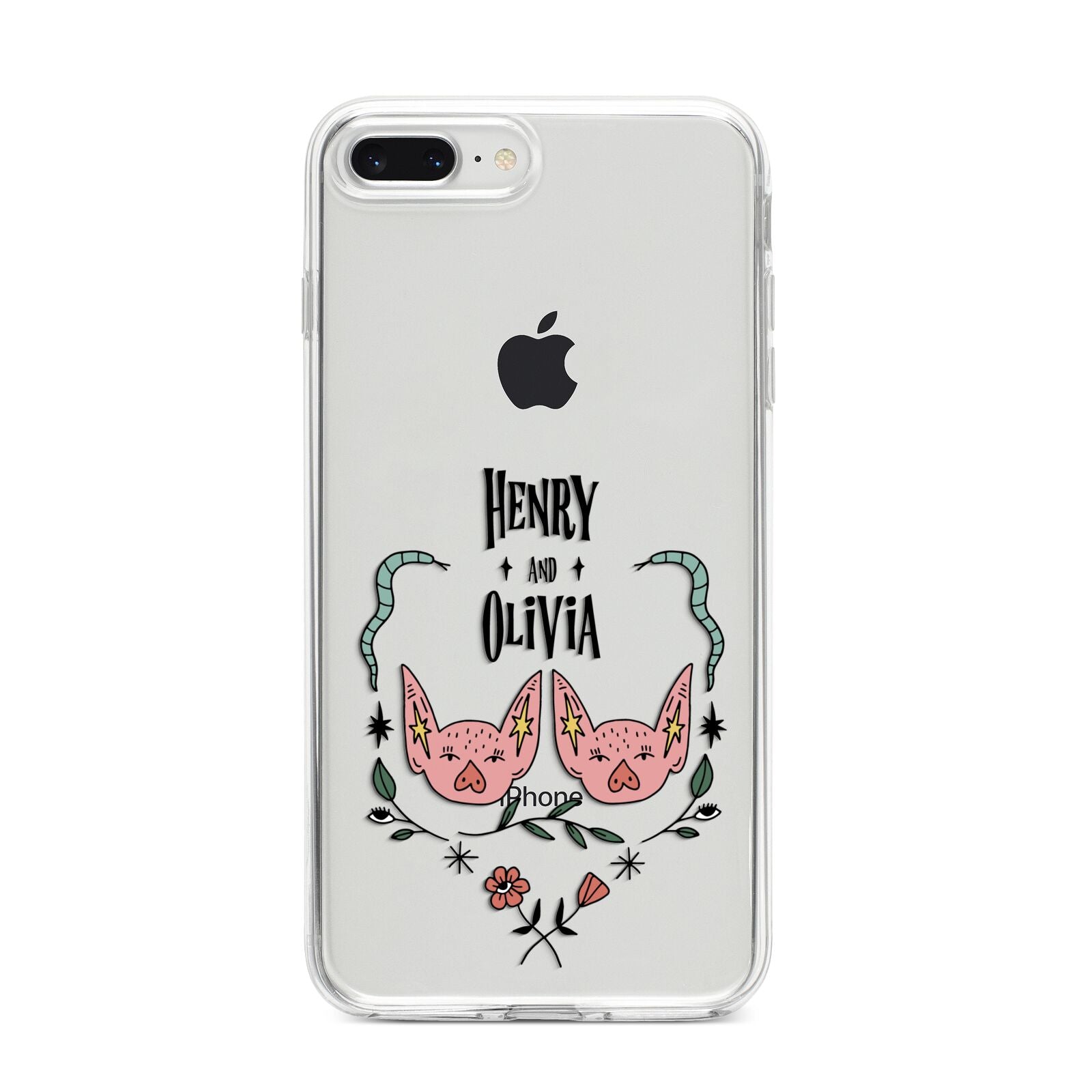 Personalised Piggies iPhone 8 Plus Bumper Case on Silver iPhone