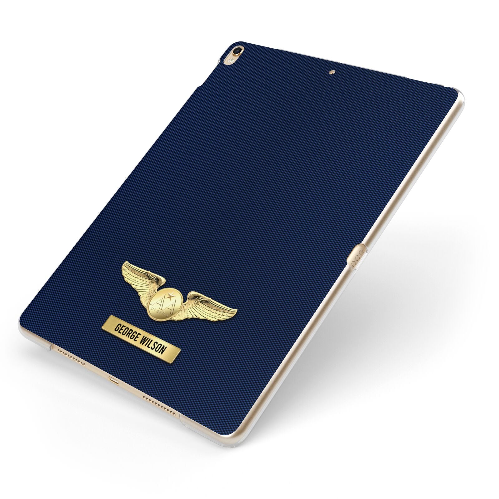 Personalised Pilot Wings Apple iPad Case on Gold iPad Side View