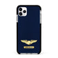 Personalised Pilot Wings Apple iPhone 11 Pro Max in Silver with Black Impact Case