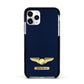 Personalised Pilot Wings Apple iPhone 11 Pro in Silver with Black Impact Case
