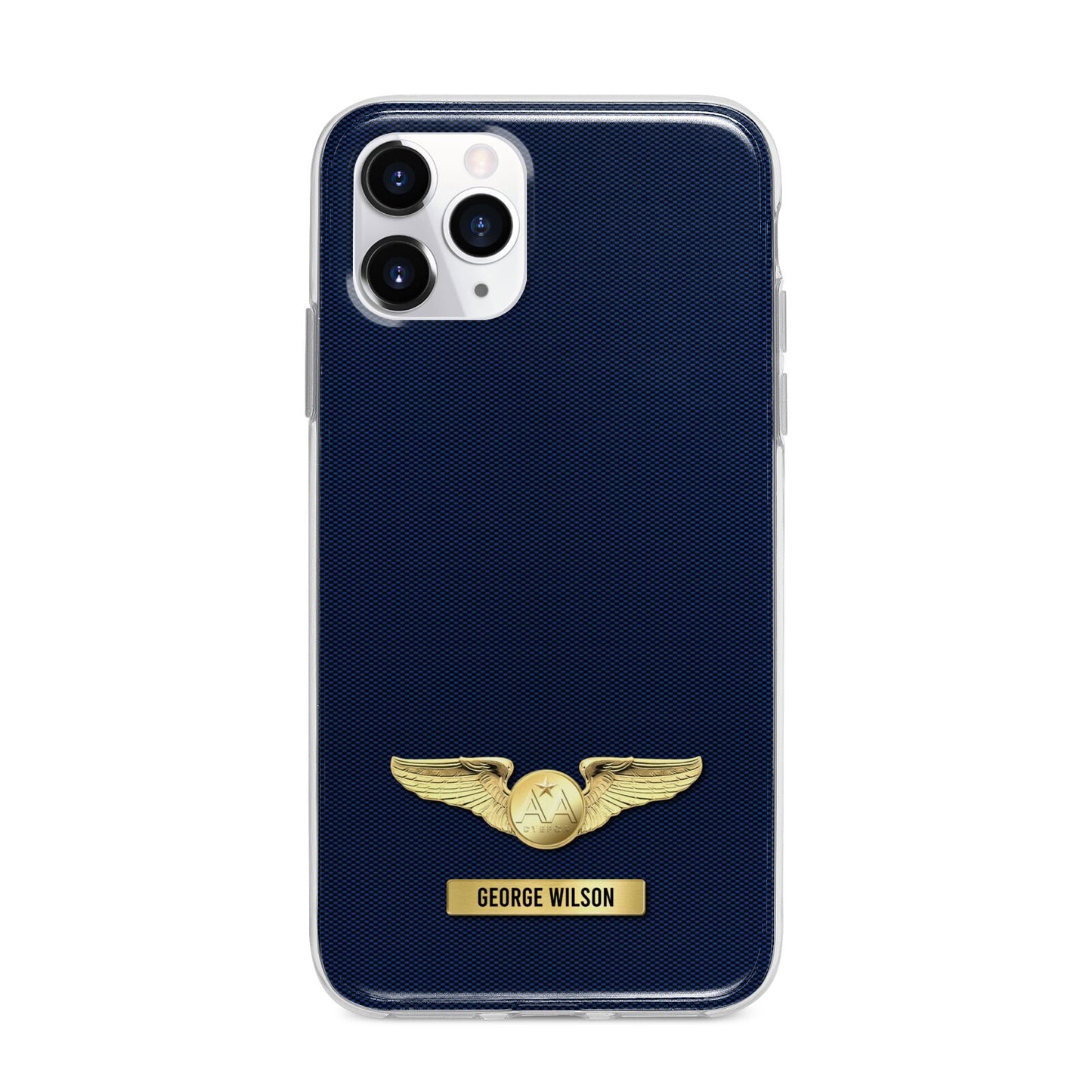 Personalised Pilot Wings Apple iPhone 11 Pro in Silver with Bumper Case