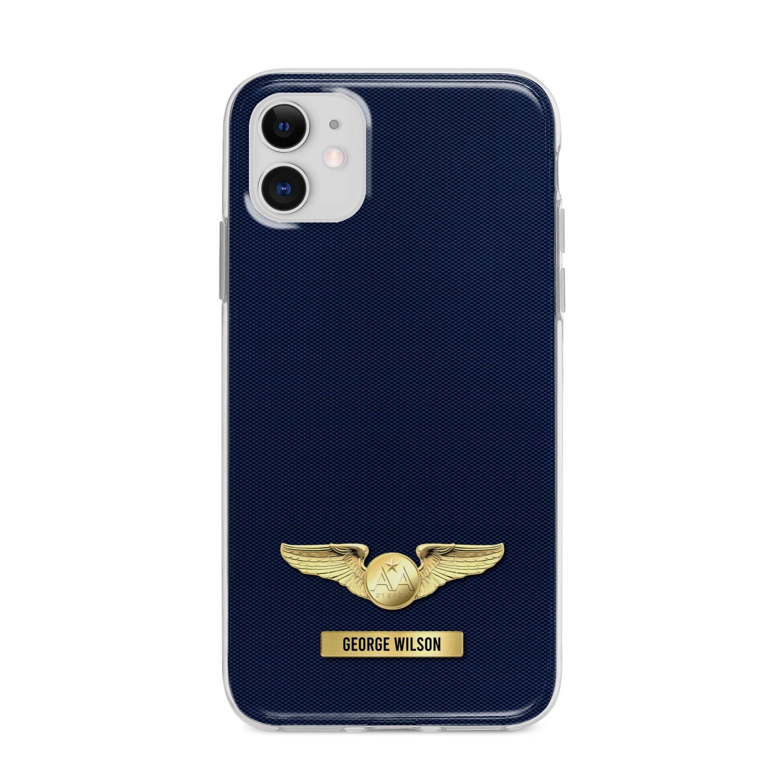 Personalised Pilot Wings Apple iPhone 11 in White with Bumper Case