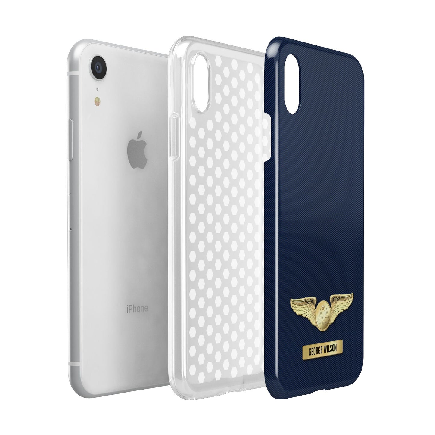 Personalised Pilot Wings Apple iPhone XR White 3D Tough Case Expanded view