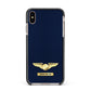 Personalised Pilot Wings Apple iPhone Xs Max Impact Case Black Edge on Gold Phone