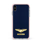 Personalised Pilot Wings Apple iPhone Xs Max Impact Case Pink Edge on Silver Phone