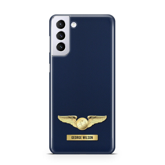 Personalised Pilot Wings Samsung S21 Plus Phone Case