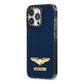 Personalised Pilot Wings iPhone 13 Pro Black Impact Case Side Angle on Silver phone