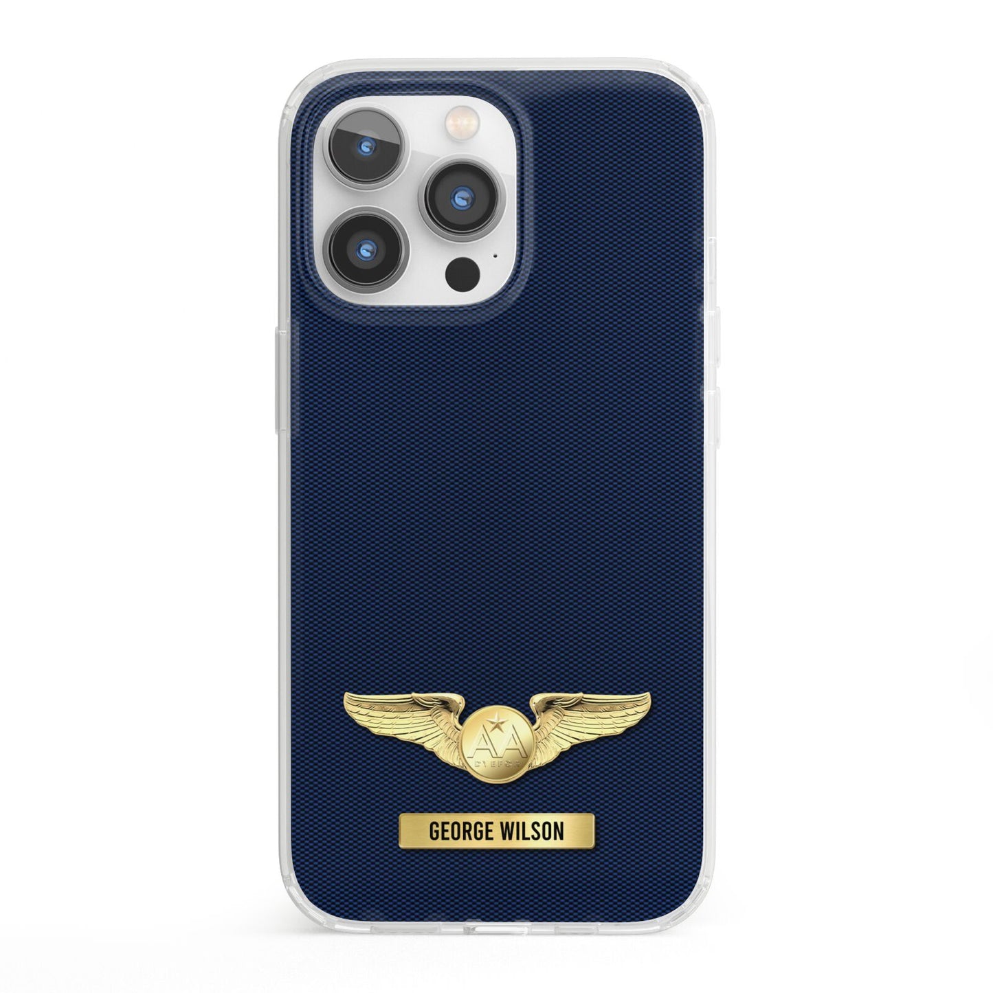 Personalised Pilot Wings iPhone 13 Pro Clear Bumper Case
