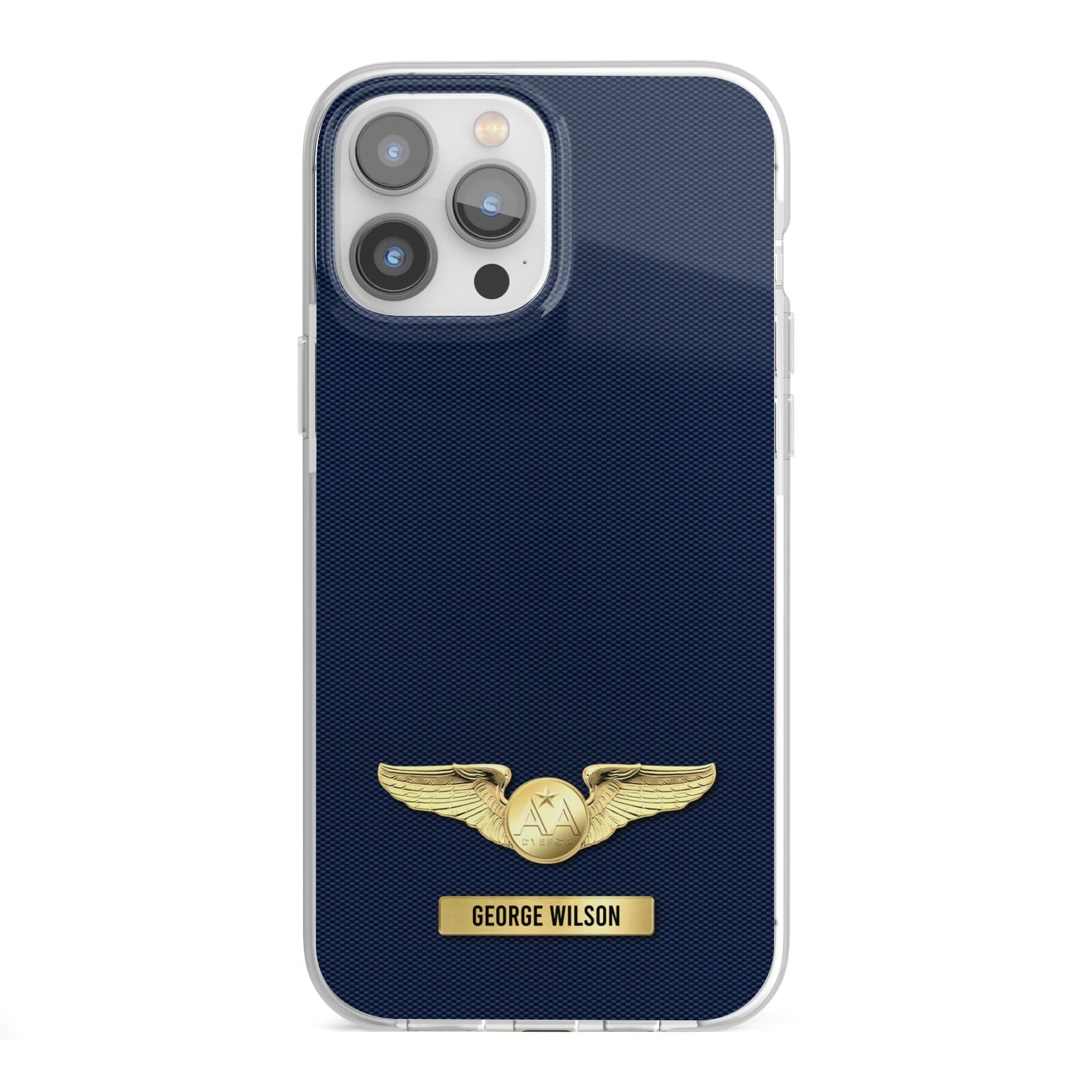 Personalised Pilot Wings iPhone 13 Pro Max TPU Impact Case with White Edges